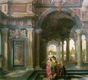 DELEN, Dirck van Palace Courtyard with Figures df china oil painting reproduction